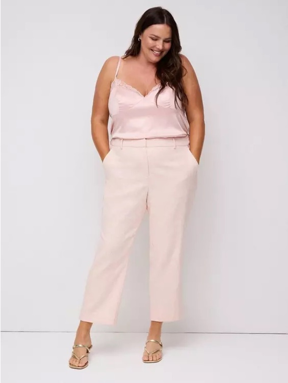 Torrid NWT 20 tall Women's Blush Wide-Leg Crop Pants